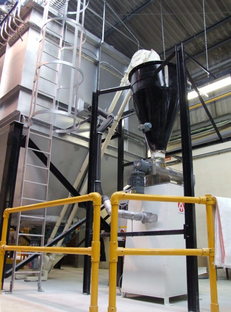 Aero mechanical conveyor inside a factory