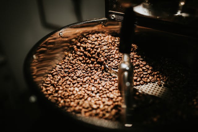 A machine full of coffee beans