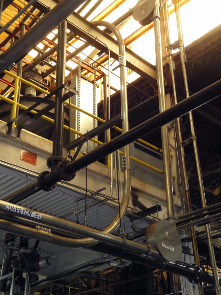 Conveying tubes in a production facility