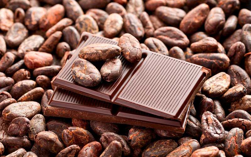 Transporte de chocolate y granos de cacao.
