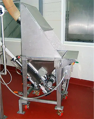 A bag dump station with a dust vent