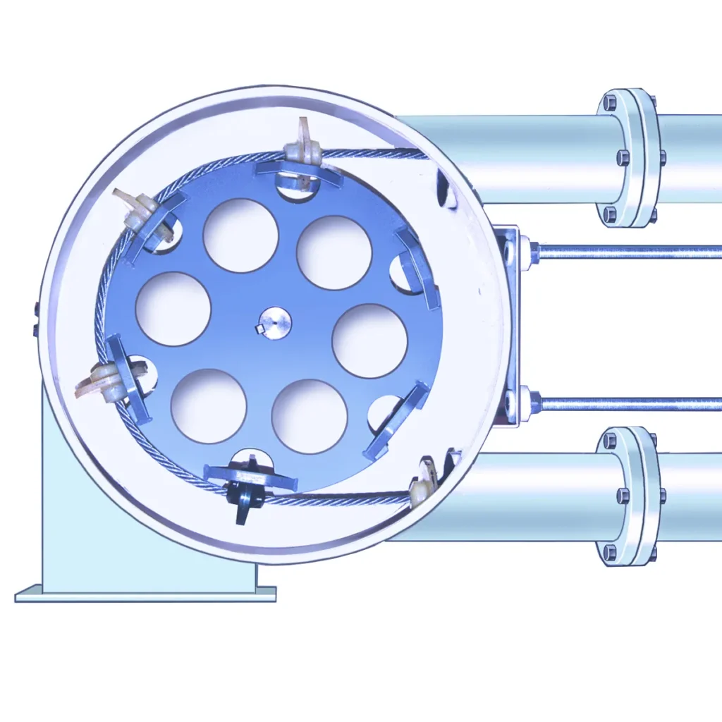 Aero mechanical conveyor outlet